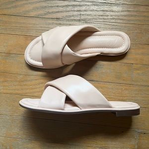 J.Crew Menorca Cross-Strap Padded Sandals in leather
